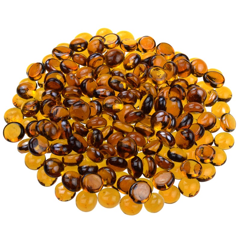 KINGOU Flat Glass Gems/Beads/Stones for Vase Filler, Table Scatter, Games - 1 Lbs (14-16mm, Approx. 5/8") - Image 1